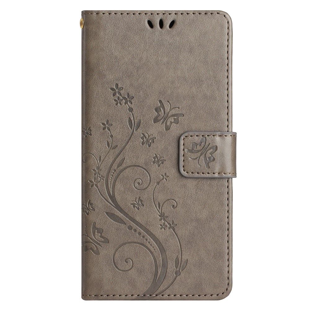 Funda de Cuero con Mariposas Samsung Galaxy A25, Gris