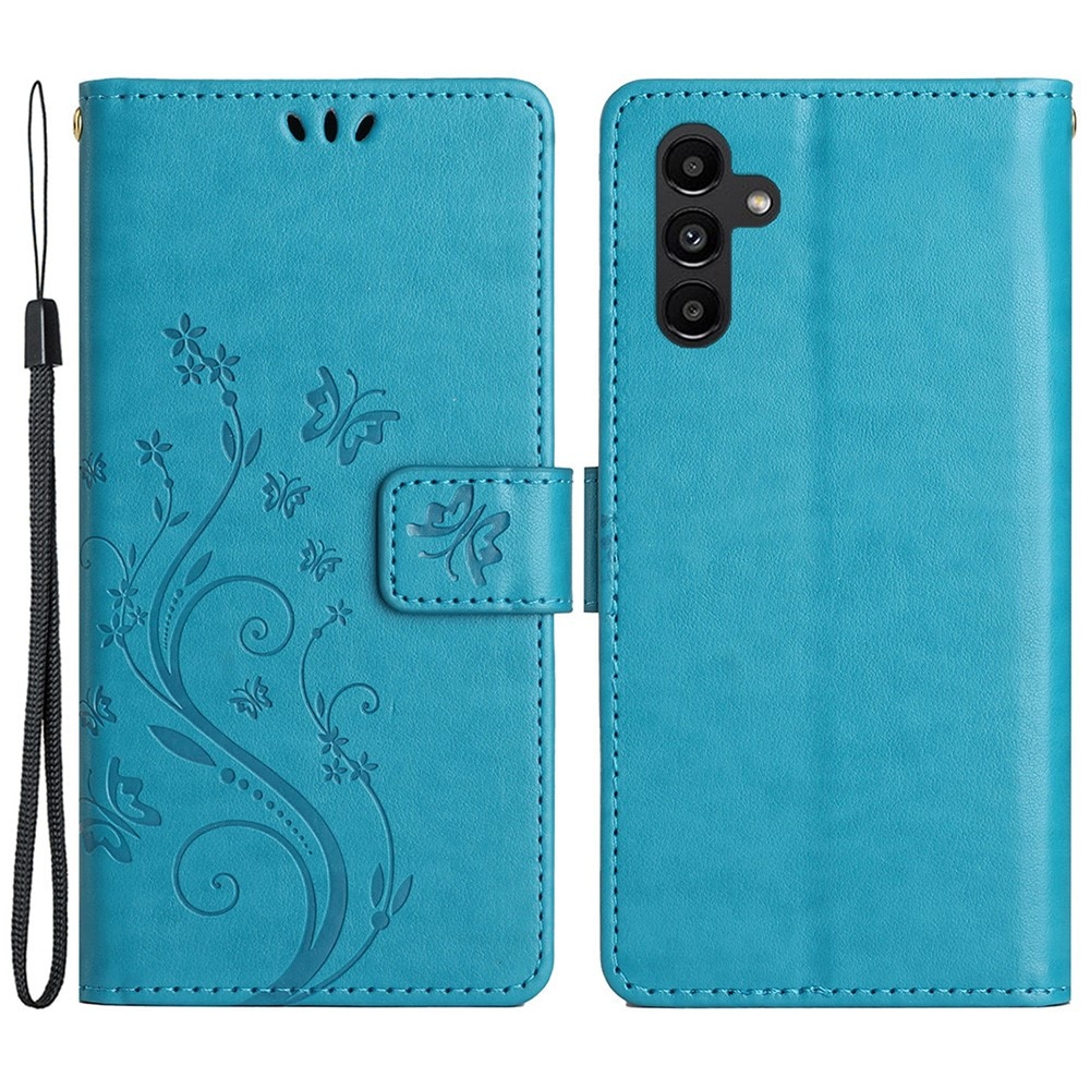 Funda de Cuero con Mariposas Samsung Galaxy A25, azul