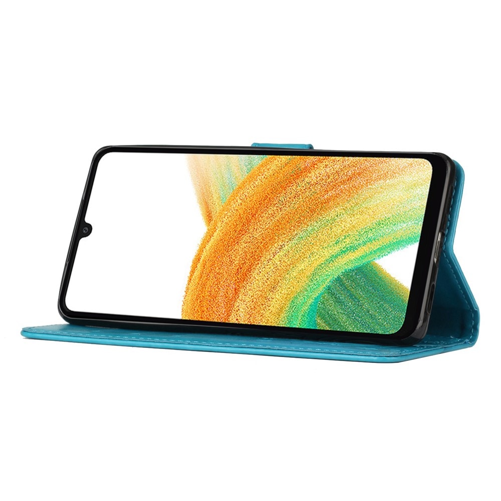 Funda de Cuero con Mariposas Samsung Galaxy A25, Azul