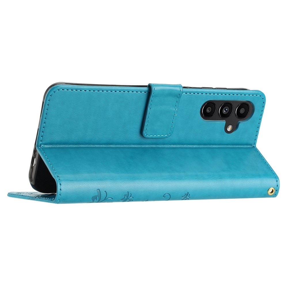 Funda de Cuero con Mariposas Samsung Galaxy A25, Azul