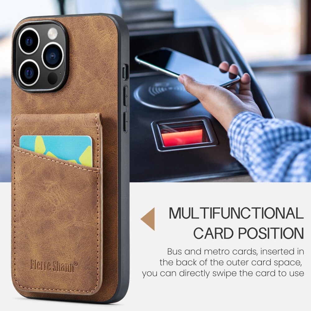 Funda Multi-Slot anti-RFID iPhone 15 Pro marrón