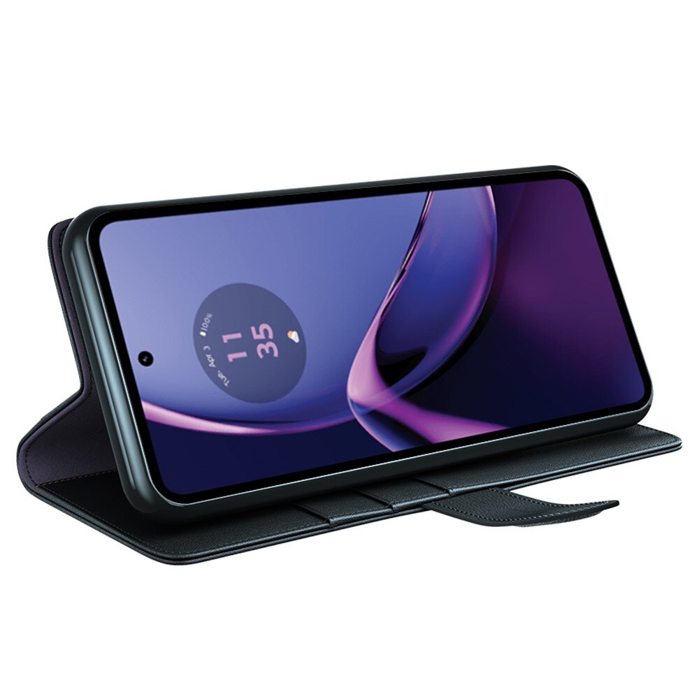 Funda de cuero genuino Motorola Moto G84, Negro