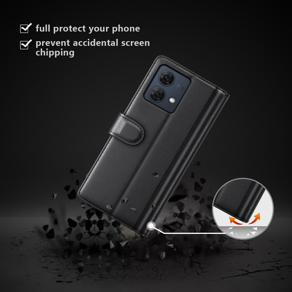 Funda de cuero genuino Motorola Moto G84, Negro
