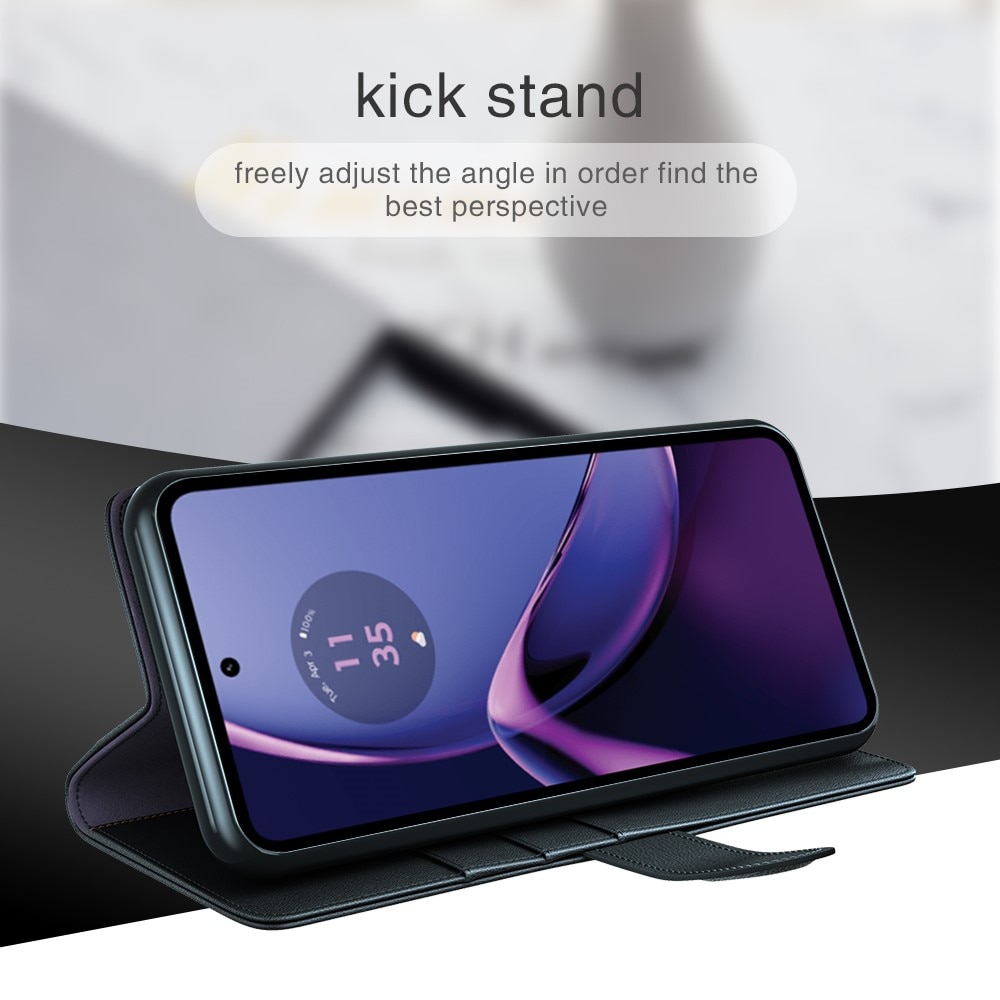 Funda de cuero genuino Motorola Moto G84, Negro