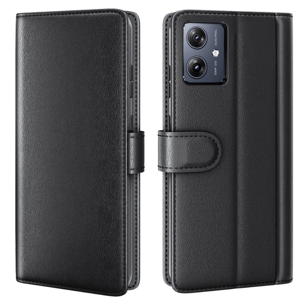 Funda de cuero genuino Motorola Moto G54, negro