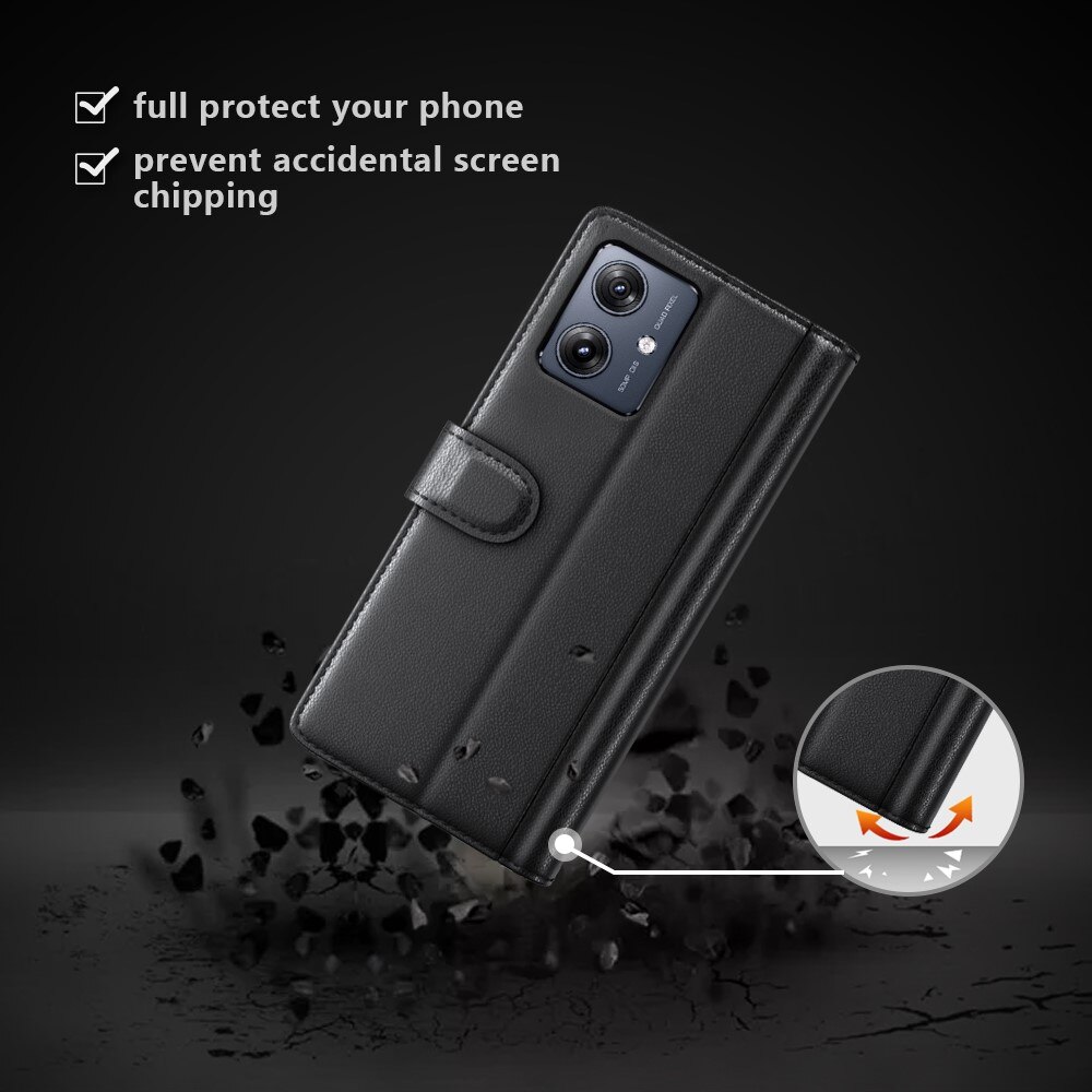 Funda de cuero genuino Motorola Moto G54, Negro