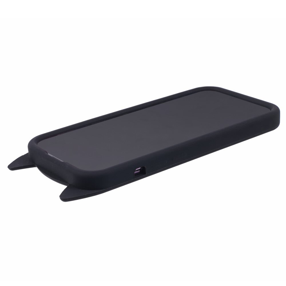 Funda de silicona Gato iPhone 15 Pro negro