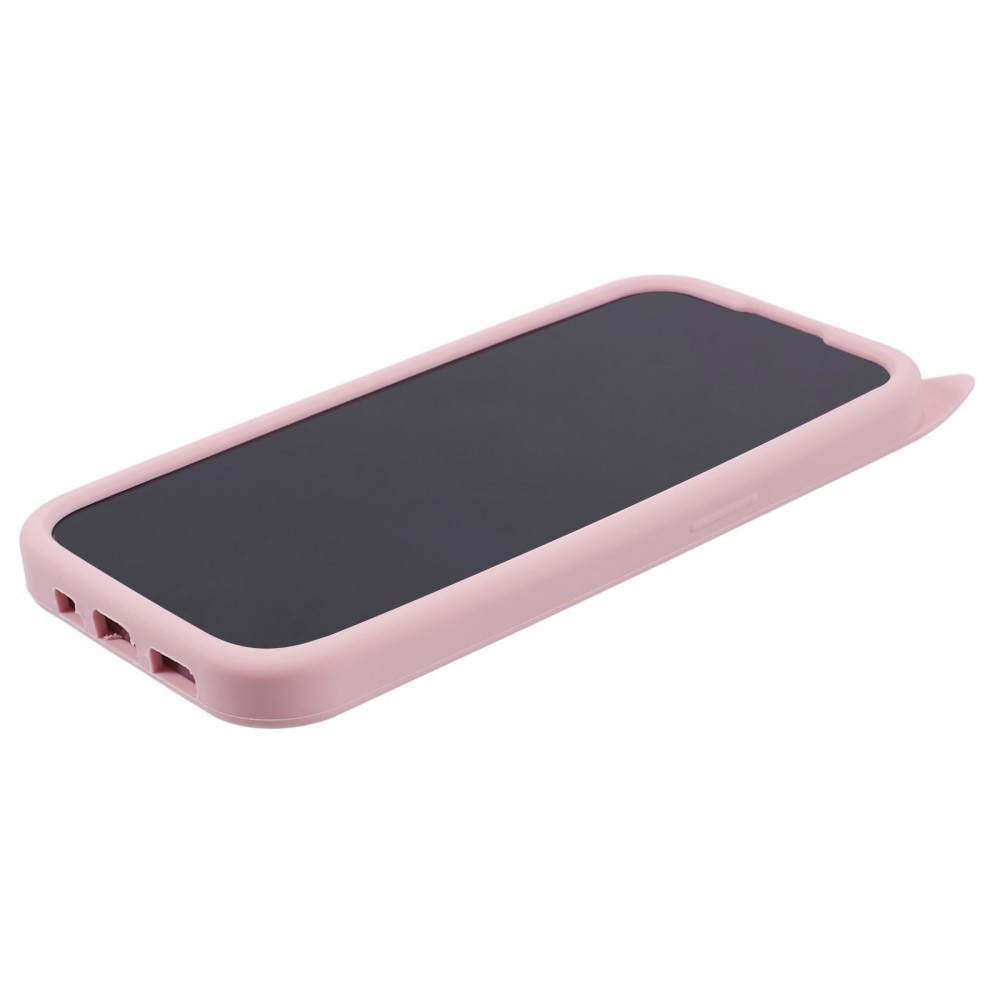 Funda de silicona Gato iPhone 15 Pro rosado