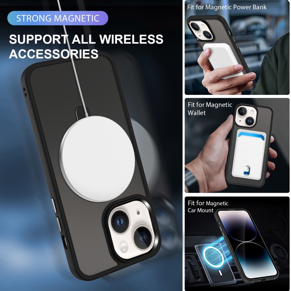 Funda híbrida MagSafe Ring iPhone 15 Plus Negro