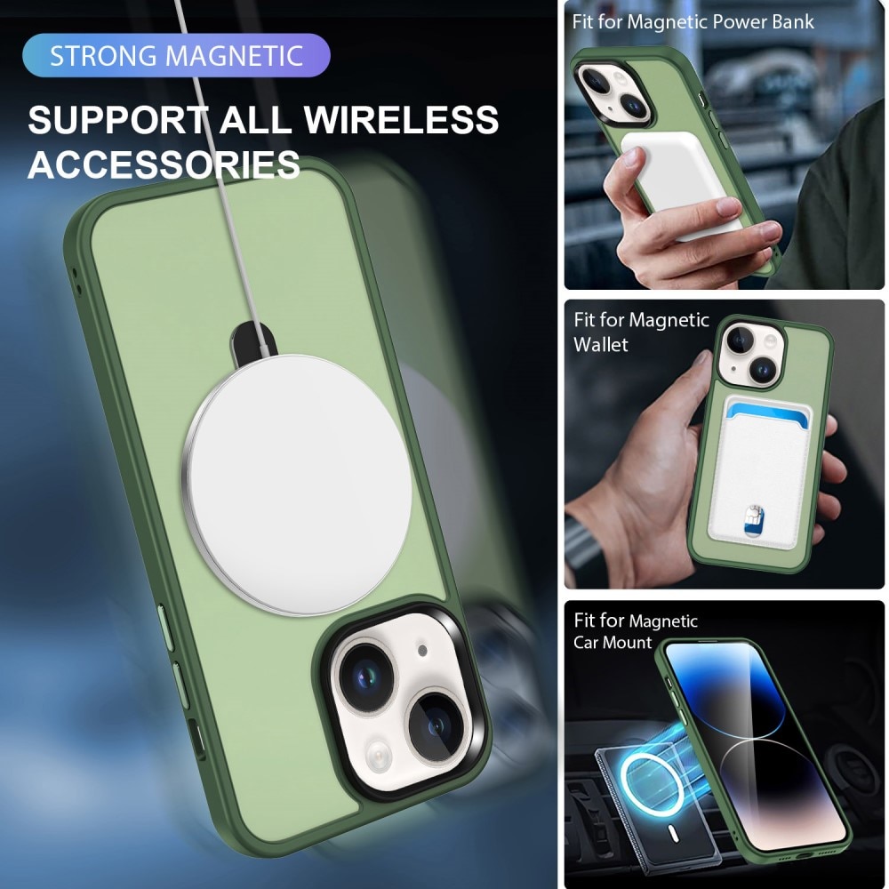 Funda híbrida MagSafe Ring iPhone 15 Plus verde - Comprar online