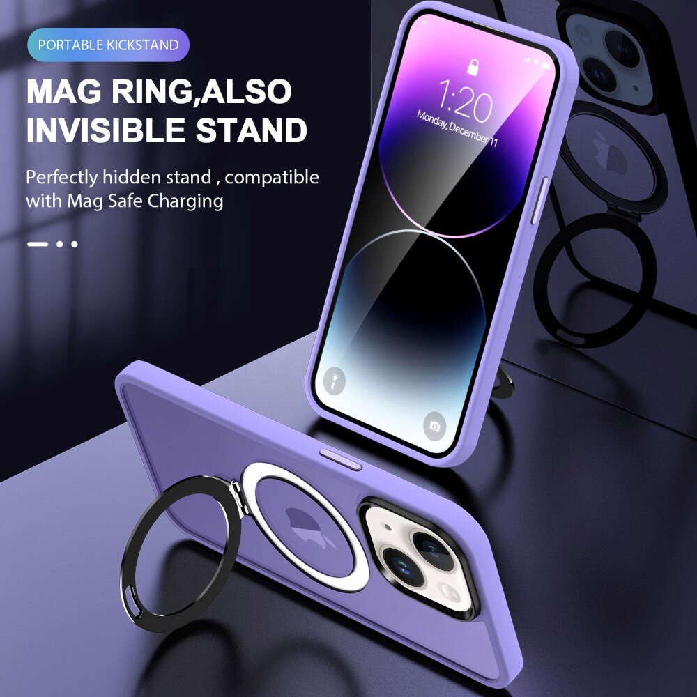 Funda híbrida MagSafe Ring iPhone 15 Plus Púrpura