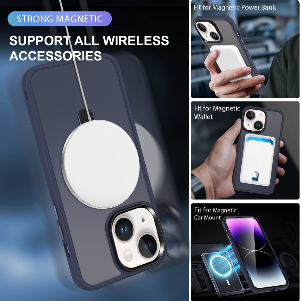 Funda híbrida MagSafe Ring iPhone 15 Pro Max Azul