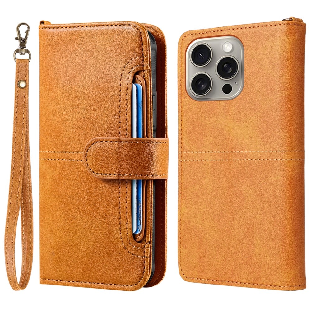Magnet Leather Wallet iPhone 15 Pro Max Coñac