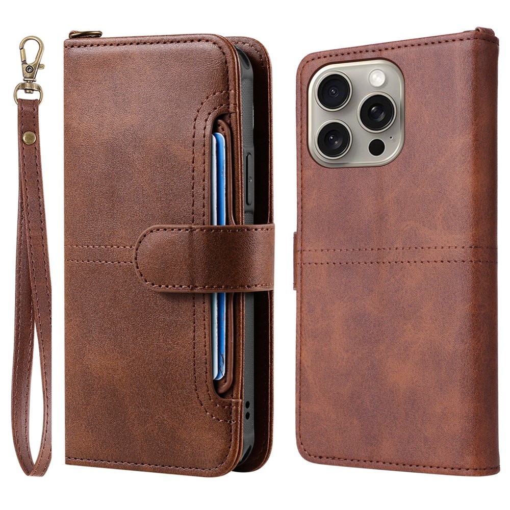 Magnet Leather Wallet iPhone 15 Pro Max marrón