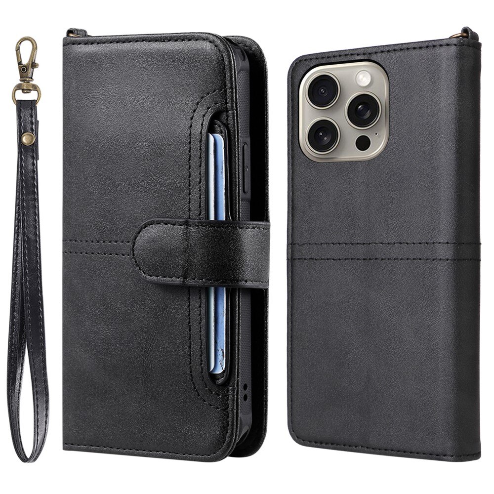 Magnet Leather Wallet iPhone 15 Pro Max negro