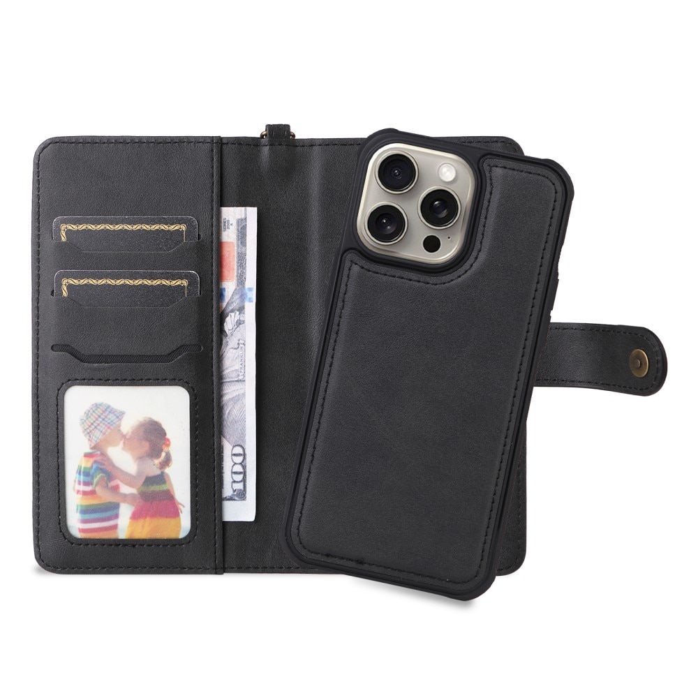 Magnet Leather Wallet iPhone 15 Pro Max negro