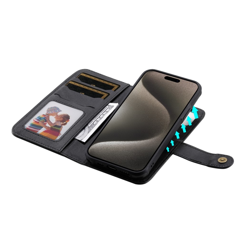 Magnet Leather Wallet iPhone 15 Pro Max negro