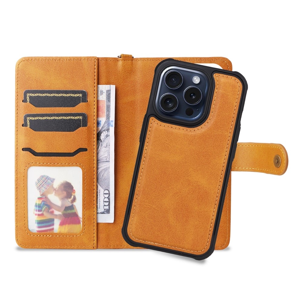 Magnet Leather Wallet iPhone 15 Pro Coñac