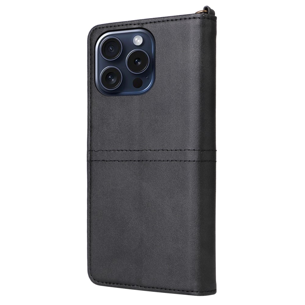 Magnet Leather Wallet iPhone 15 Pro negro