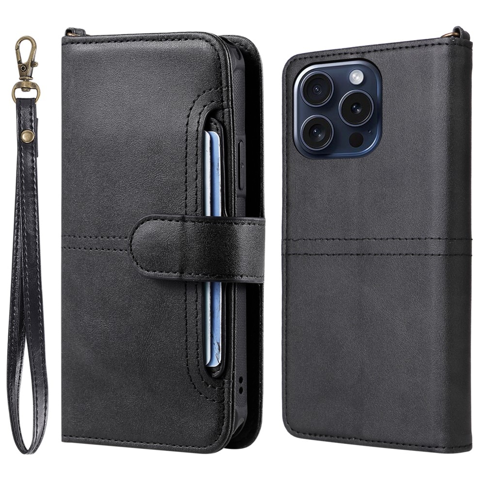 Magnet Leather Wallet iPhone 15 Pro negro