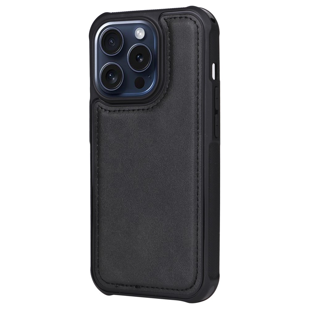 Magnet Leather Wallet iPhone 15 Pro negro