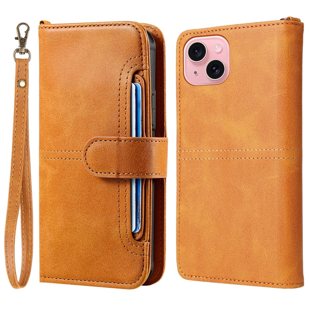 Magnet Leather Wallet iPhone 15 Coñac