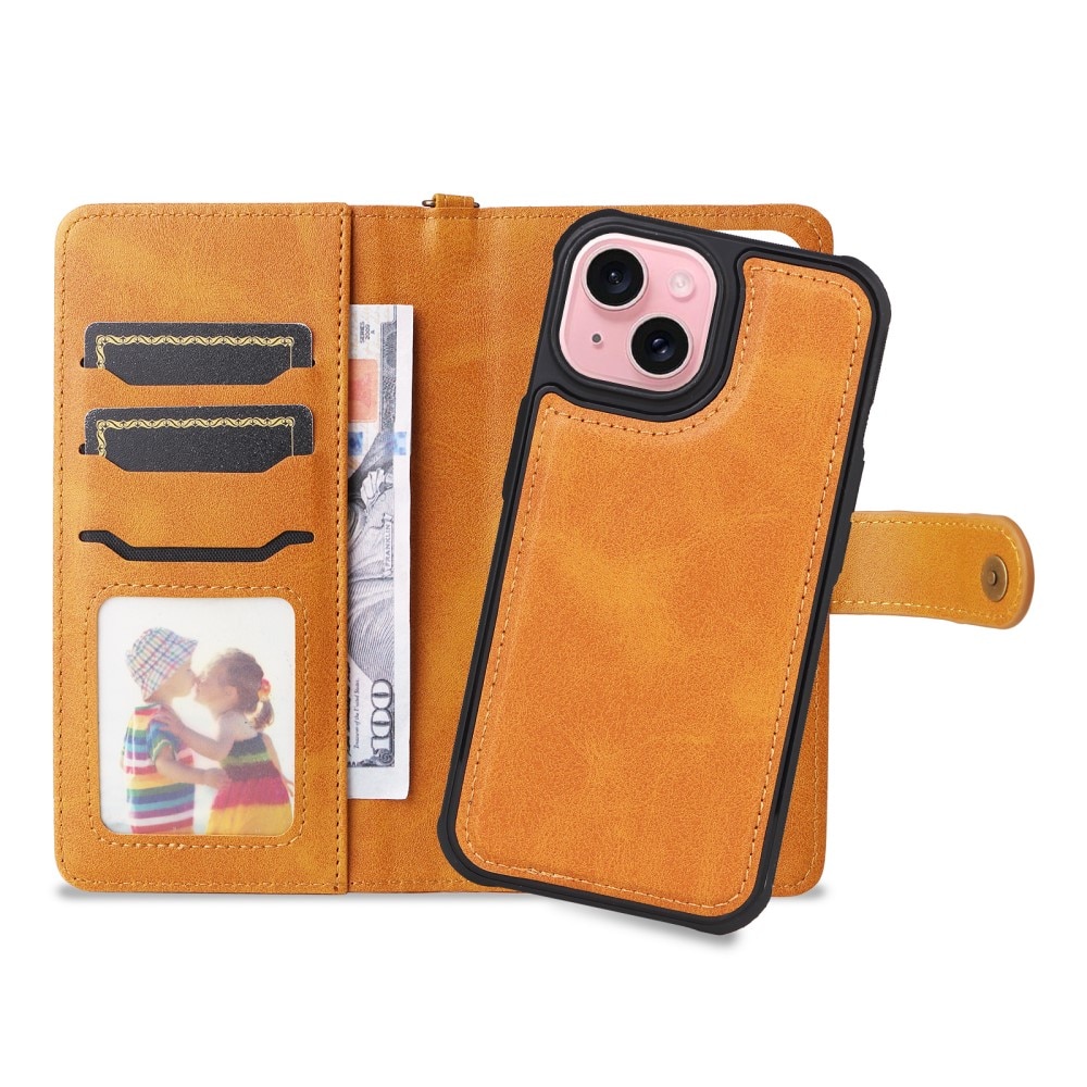 Magnet Leather Wallet iPhone 15 Coñac