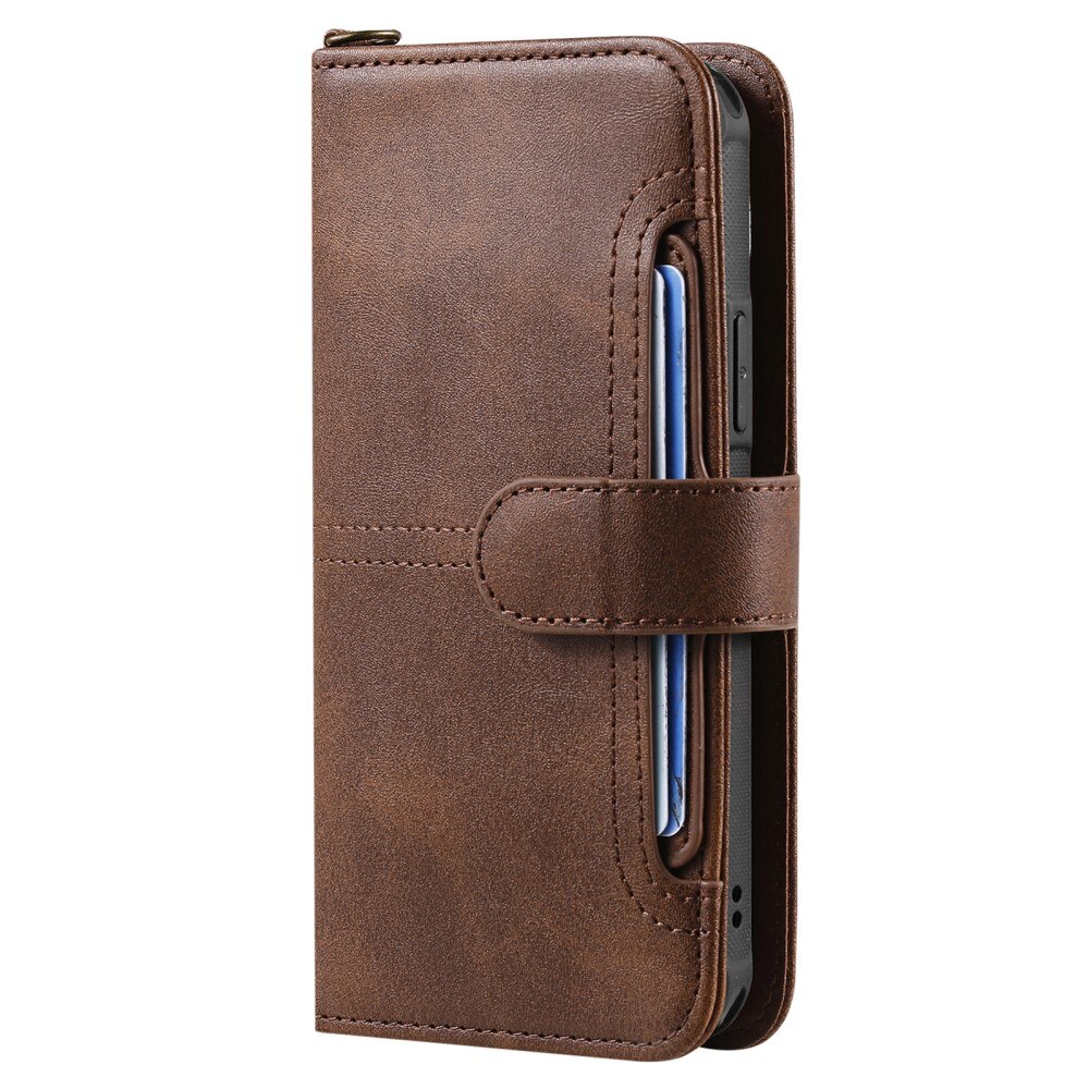 Magnet Leather Wallet iPhone 15 marrón