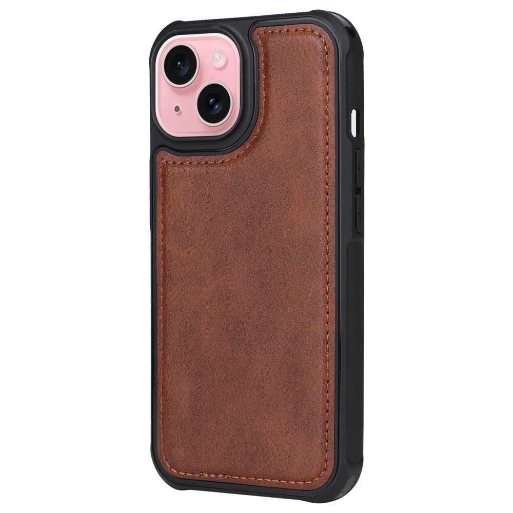 Magnet Leather Wallet iPhone 15 marrón