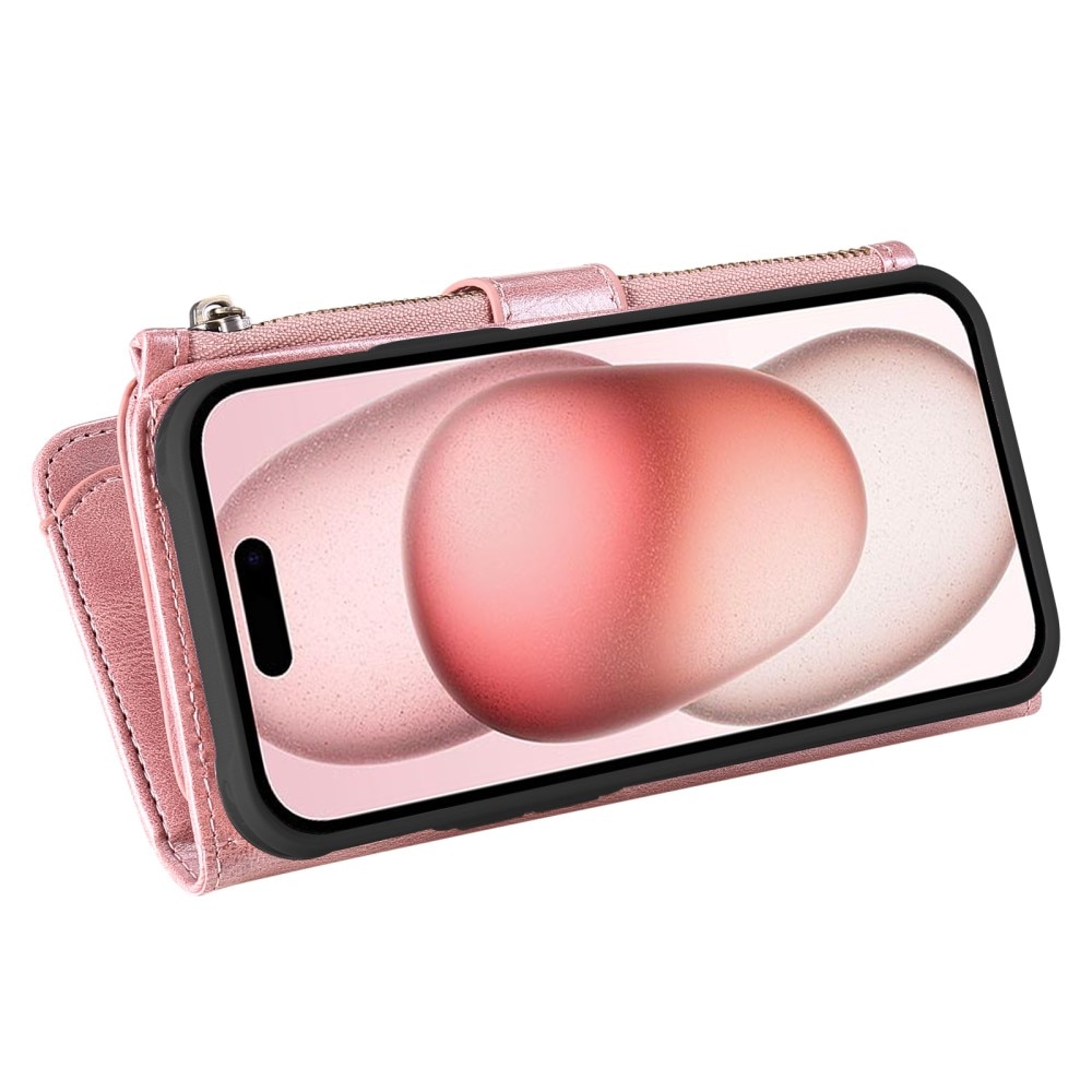 Magnet Leather Multi Wallet iPhone 15 rosado