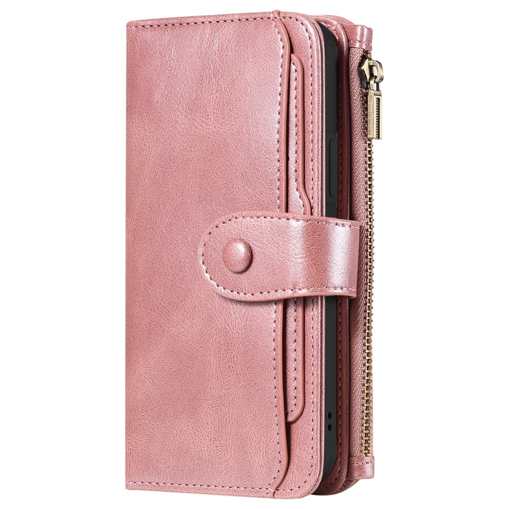 Magnet Leather Multi Wallet iPhone 15 Pro rosado