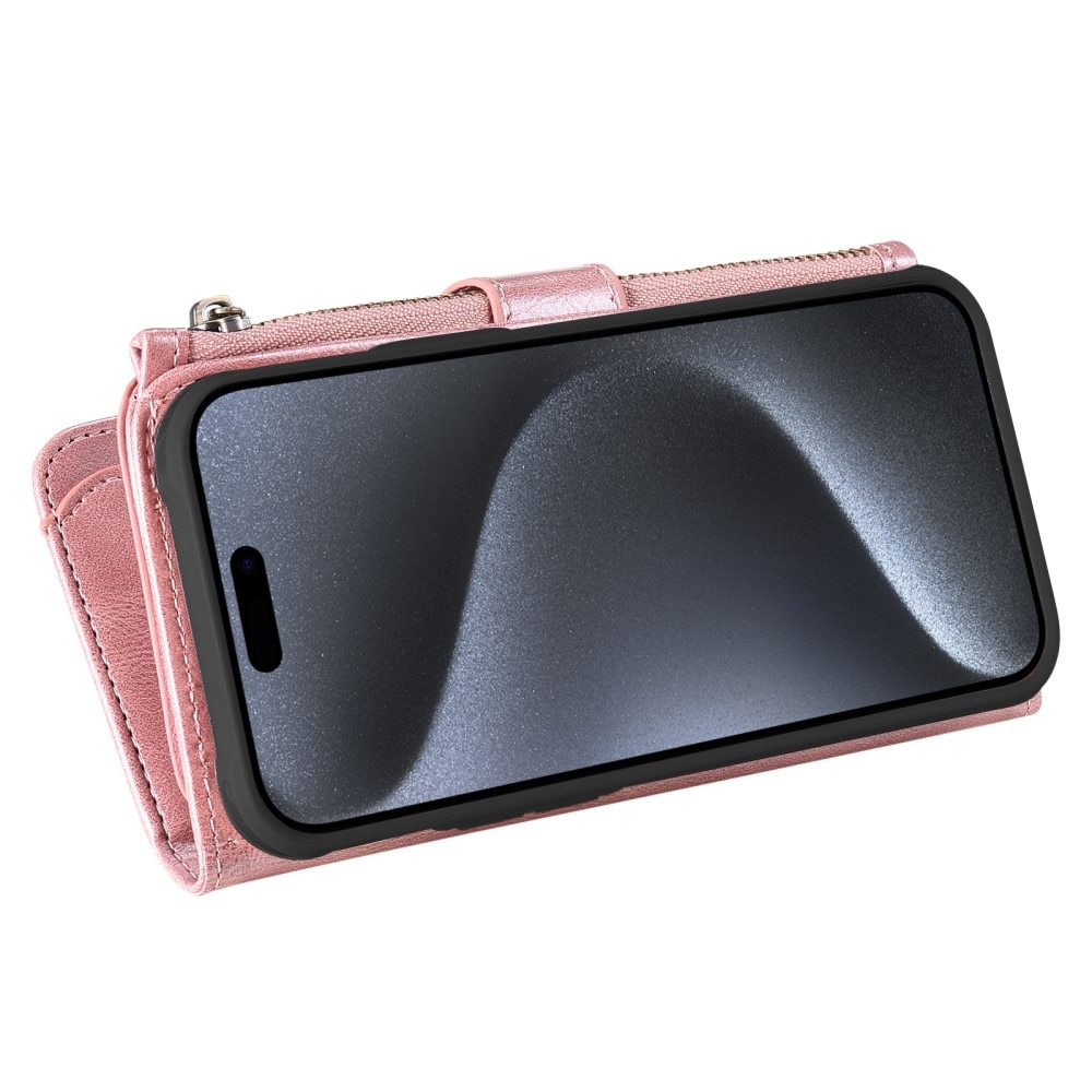 Magnet Leather Multi Wallet iPhone 15 Pro rosado