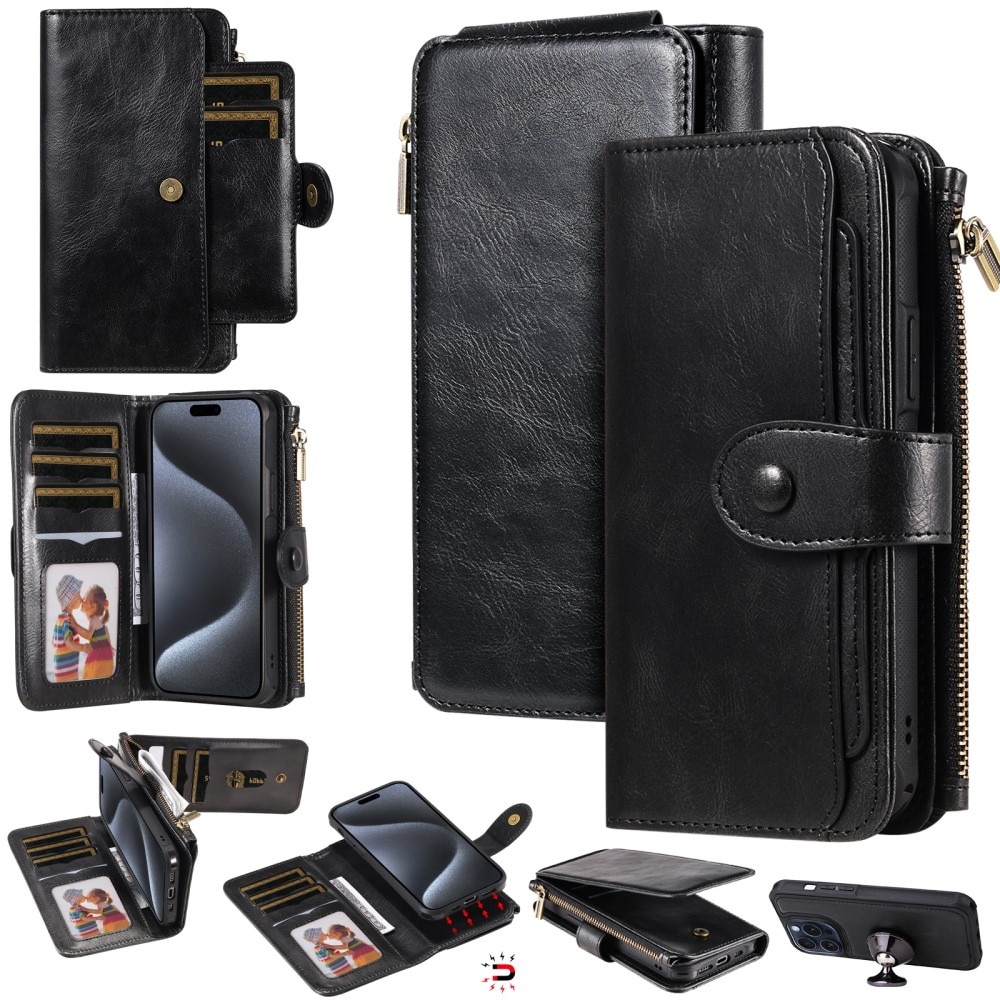 Magnet Leather Multi Wallet iPhone 15 Pro negro