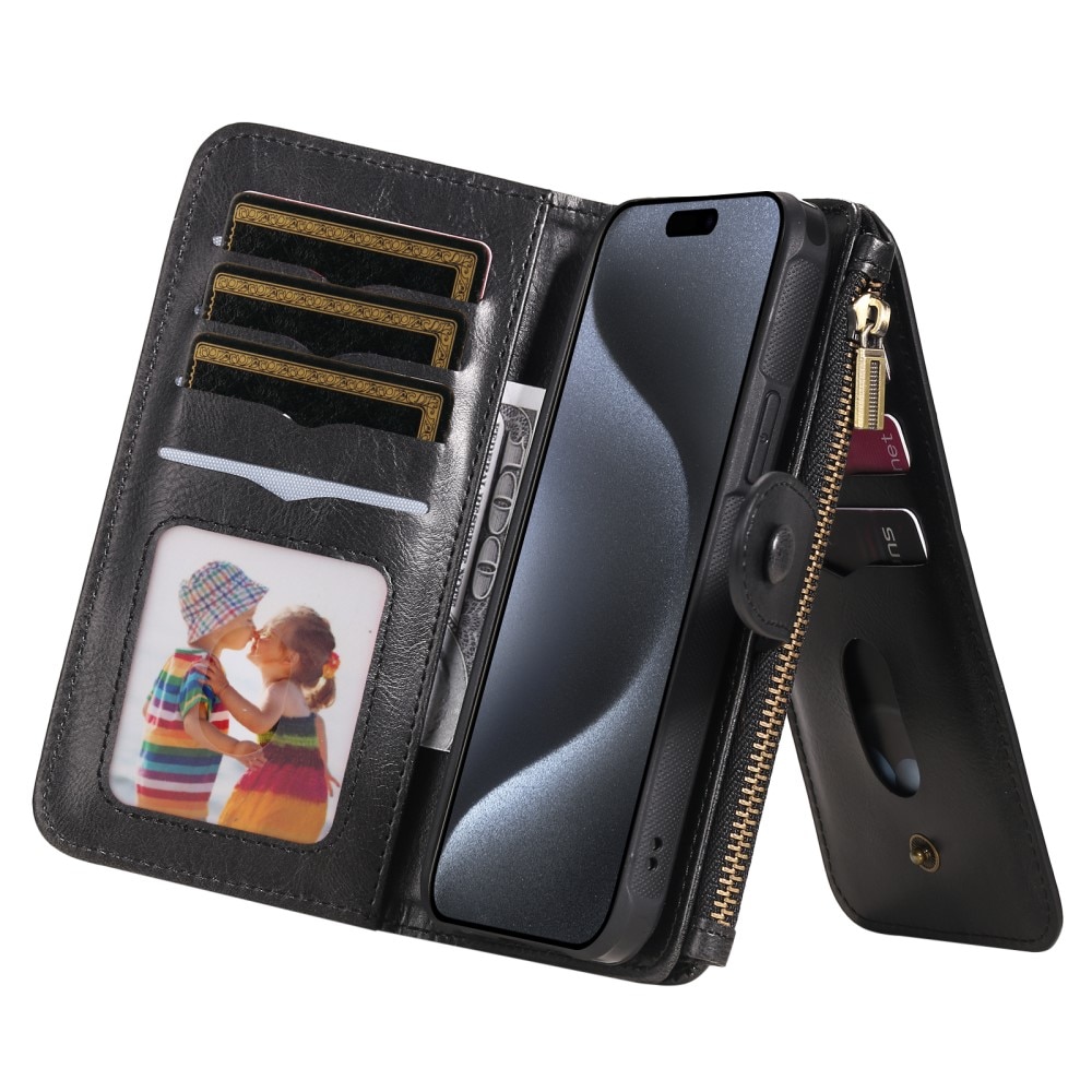 Magnet Leather Multi Wallet iPhone 15 Pro negro