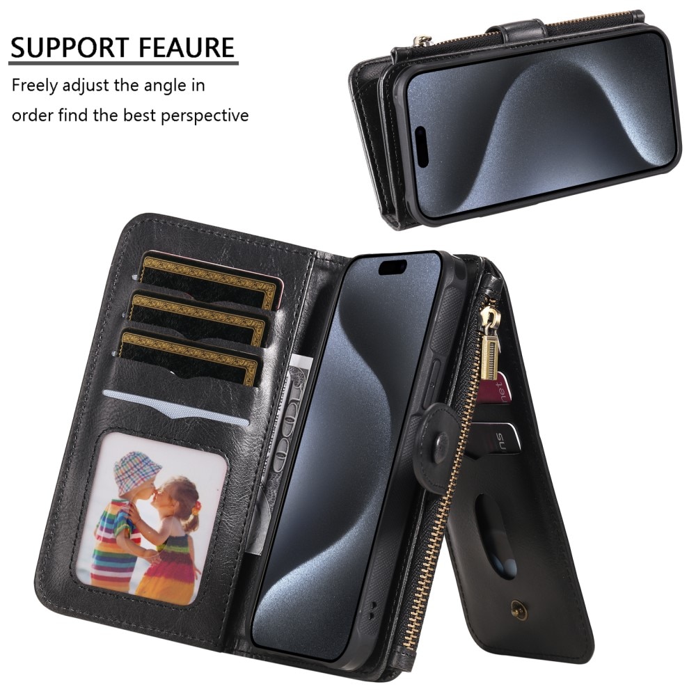 Magnet Leather Multi Wallet iPhone 15 Pro negro