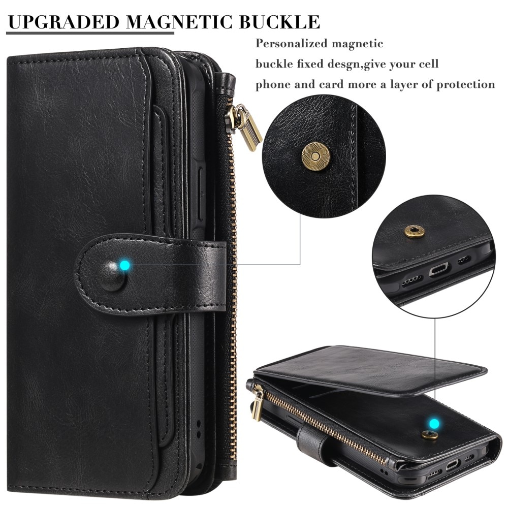 Magnet Leather Multi Wallet iPhone 15 Pro negro