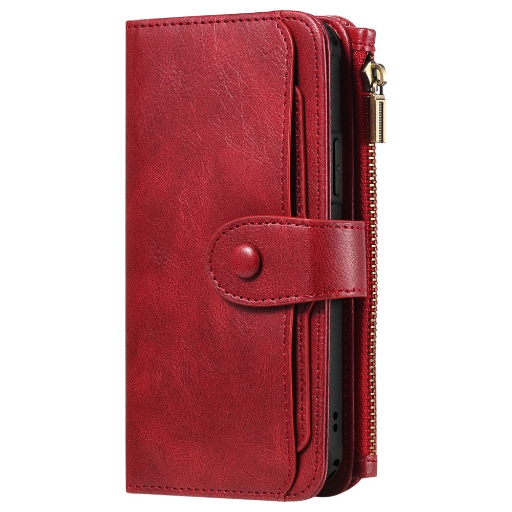 Magnet Leather Multi Wallet iPhone 15 Pro rojo