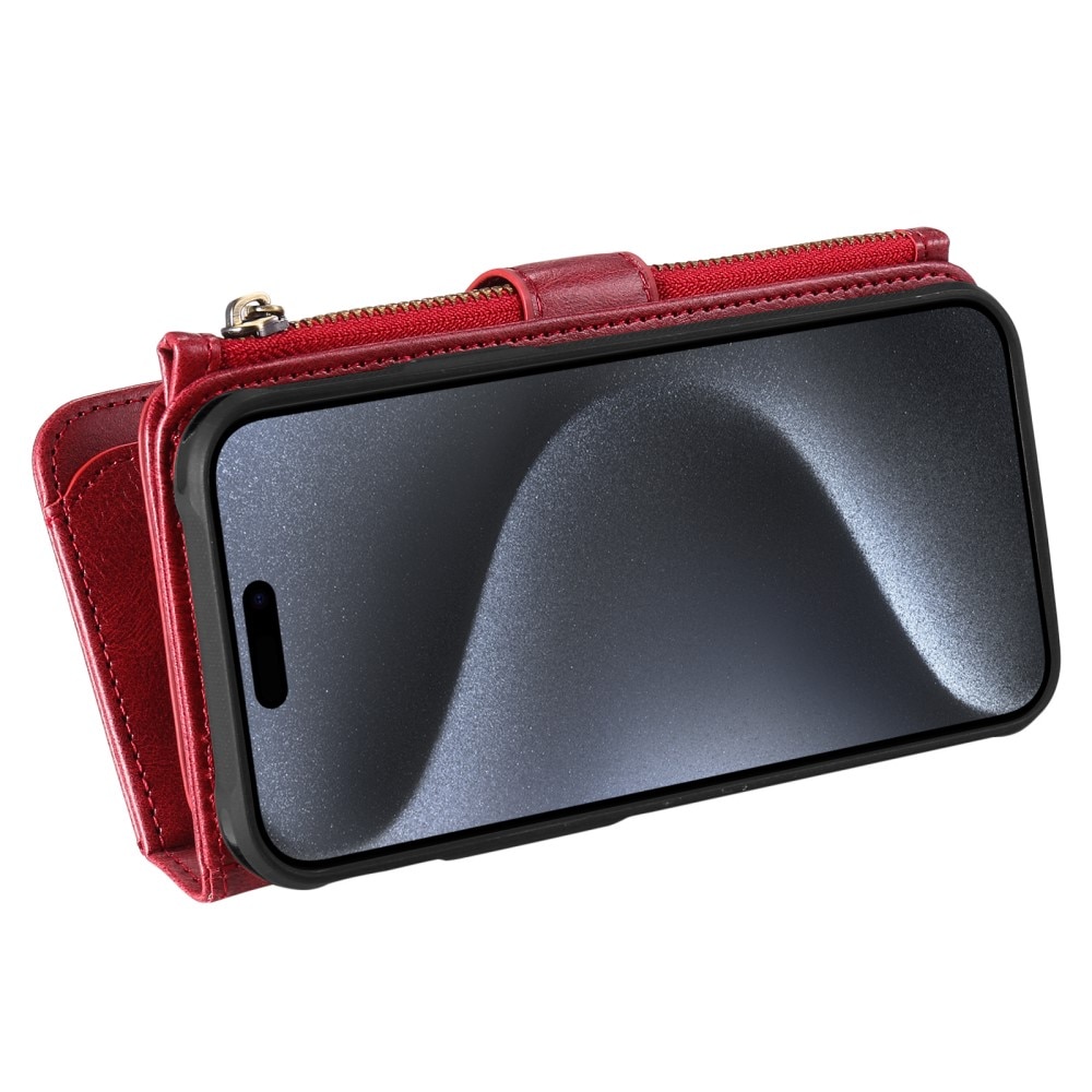 Magnet Leather Multi Wallet iPhone 15 Pro rojo