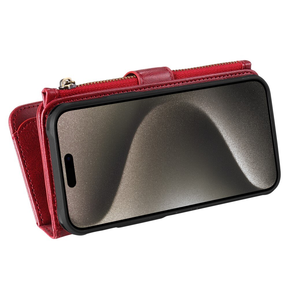 Magnet Leather Multi Wallet iPhone 15 Pro Max rojo