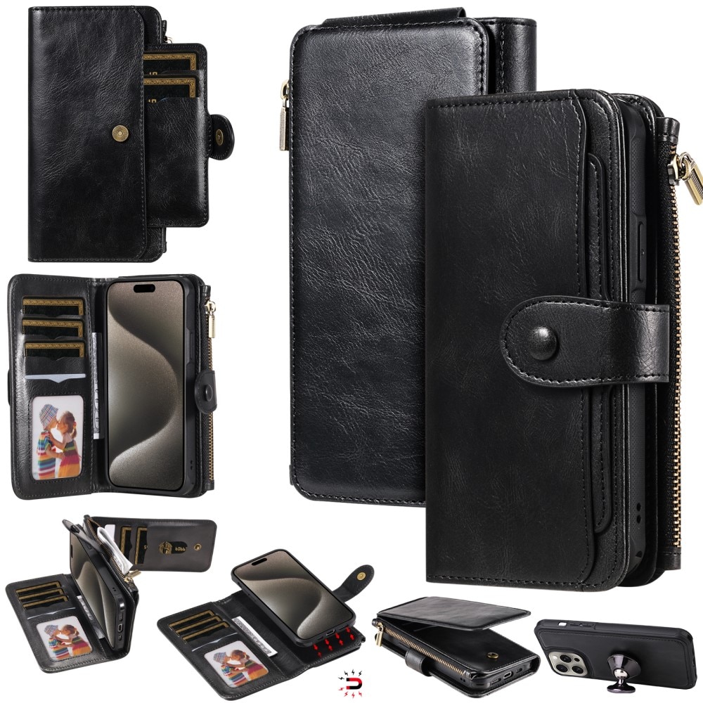 Magnet Leather Multi Wallet iPhone 15 Pro Max negro