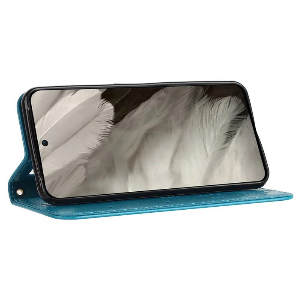 Funda de Cuero con Mariposas Google Pixel 8, Azul