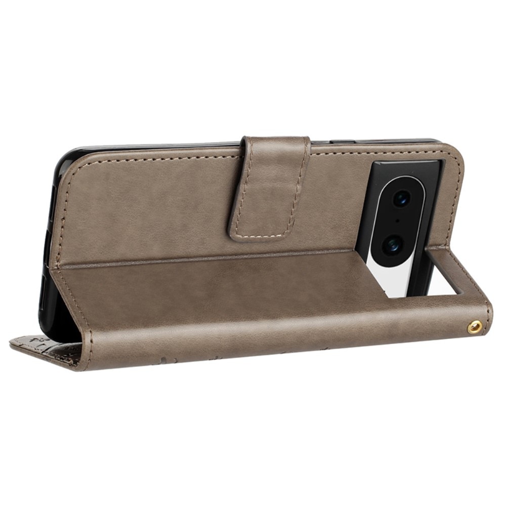 Funda de Cuero con Mariposas Google Pixel 8, Gris