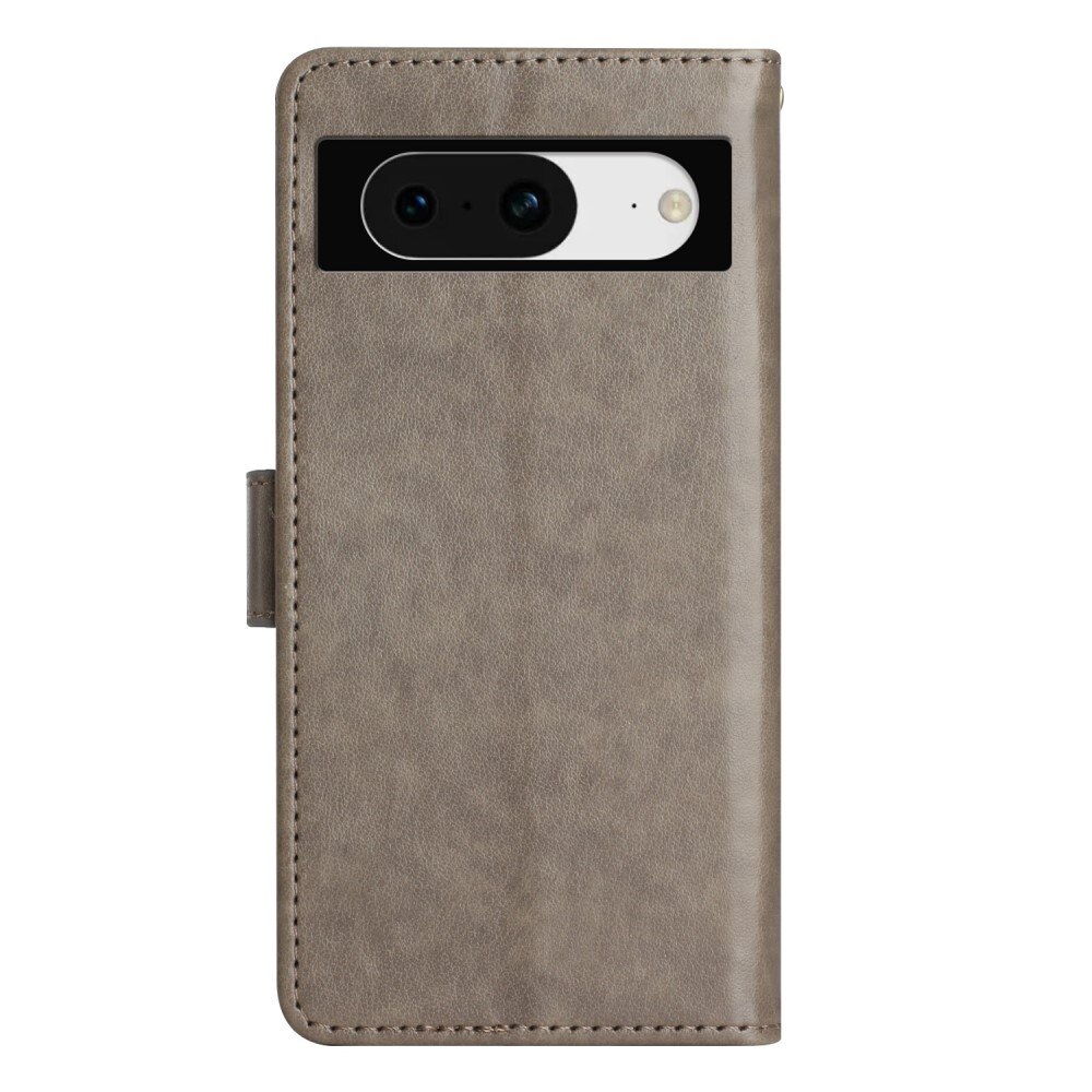 Funda de Cuero con Mariposas Google Pixel 8, Gris