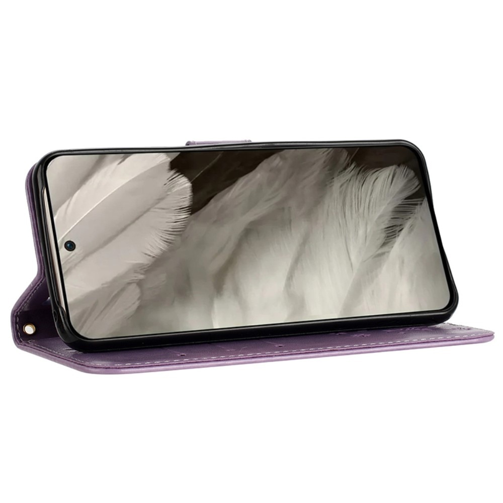 Funda de Cuero con Mariposas Google Pixel 8, violeta