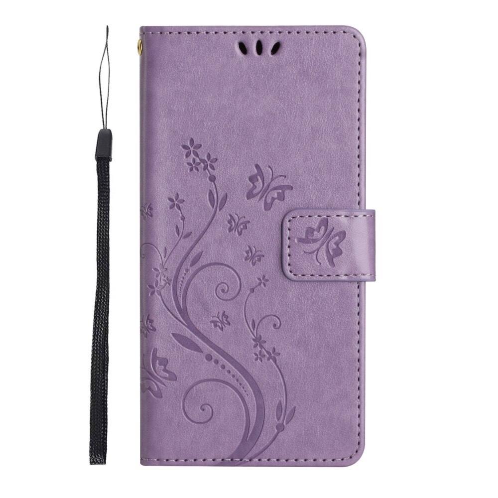 Funda de Cuero con Mariposas Google Pixel 8, Púrpura
