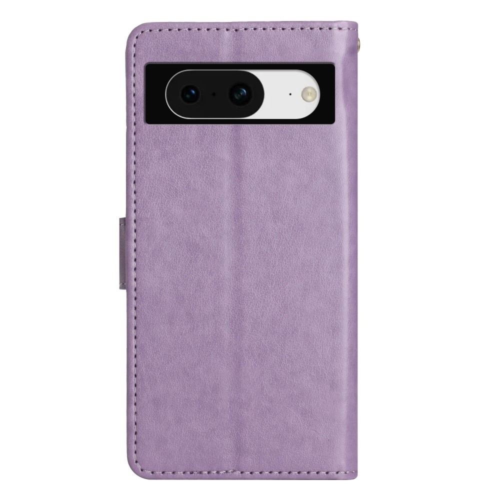 Funda de Cuero con Mariposas Google Pixel 8, Púrpura