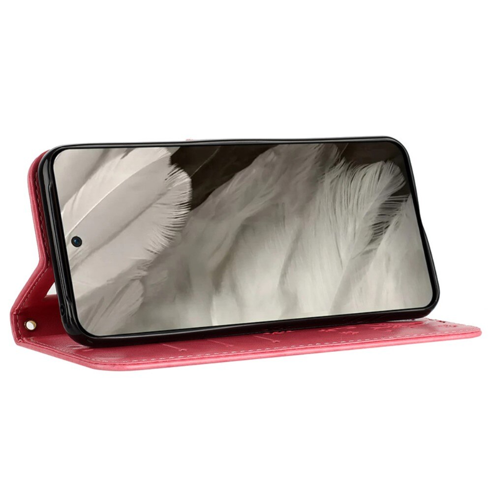 Funda de Cuero con Mariposas Google Pixel 8, Rosa