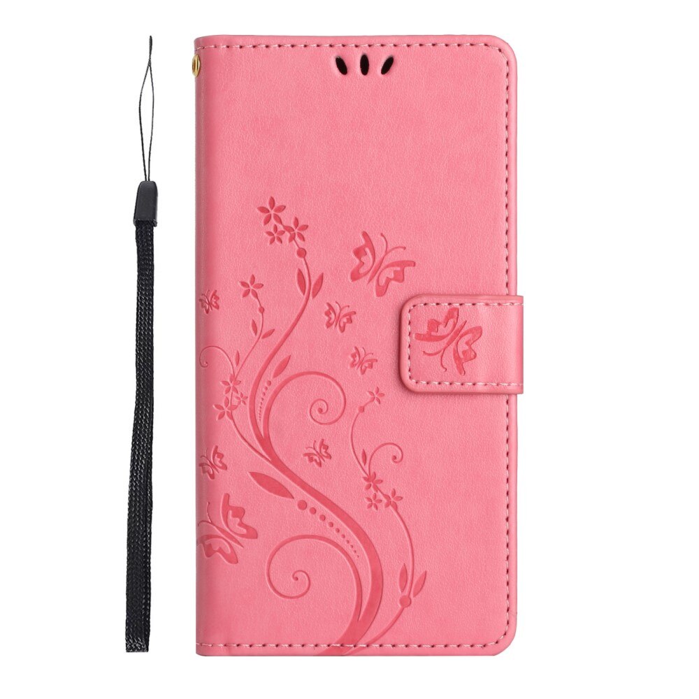 Funda de Cuero con Mariposas Google Pixel 8, Rosa
