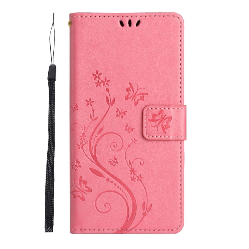 Funda de Cuero con Mariposas Google Pixel 8, rosado