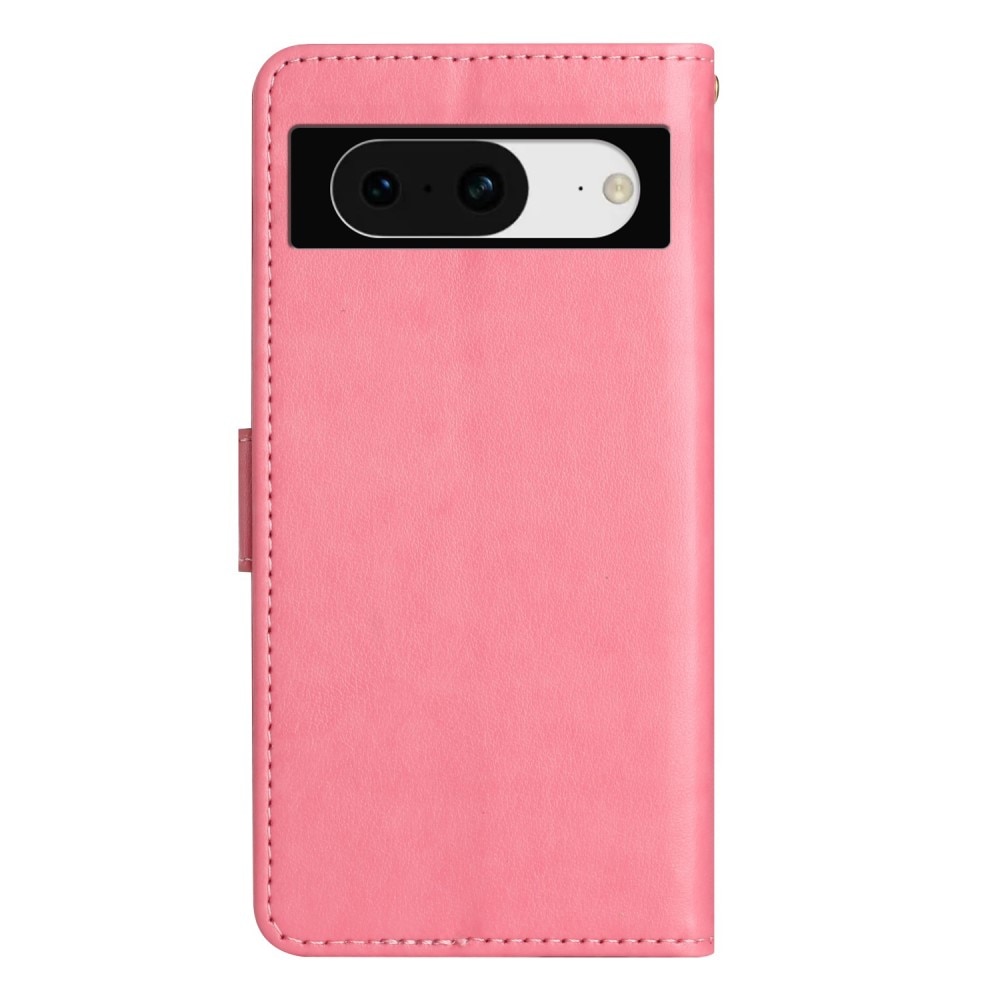 Funda de Cuero con Mariposas Google Pixel 8, Rosa